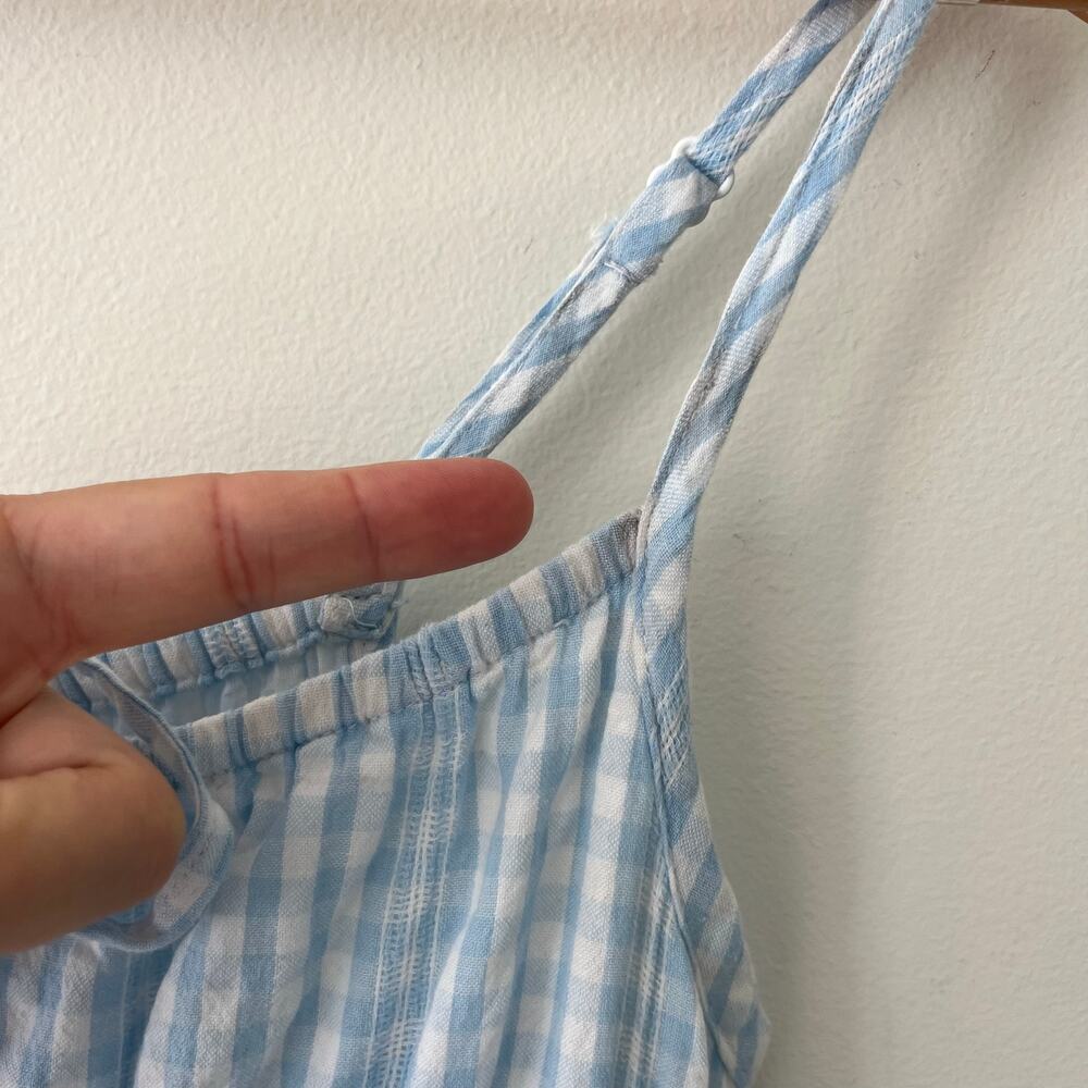 Sim & Sam Blue White Gingham Smocked Double Bow Tie Midi Dress Size Medium - Picture 5 of 12